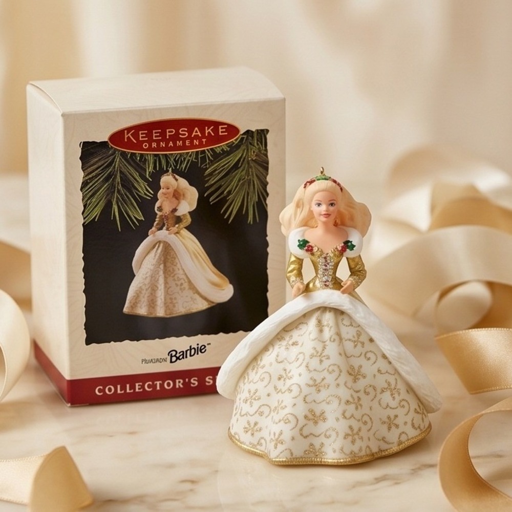 1994 Hallmark Keepsake Holiday Barbie Ornament Collector Gold Gown Vintage